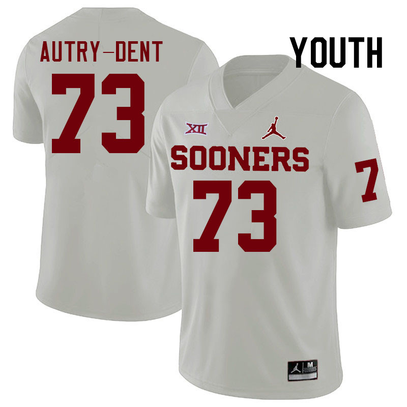 Youth #73 Isaiah Autry-Dent Oklahoma Sooners College Football Jerseys Stitched-White